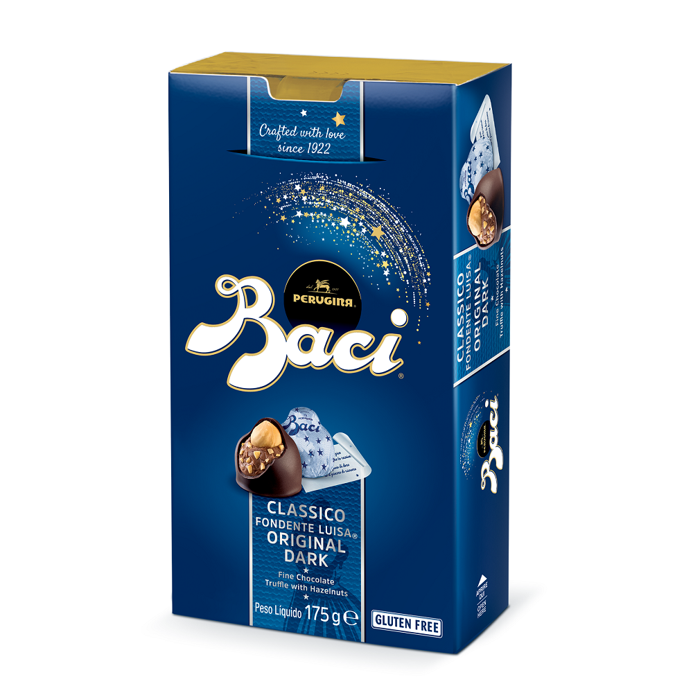 Praline de ciocolata neagra cu umplutura de alune de padure, 175 g, Baci