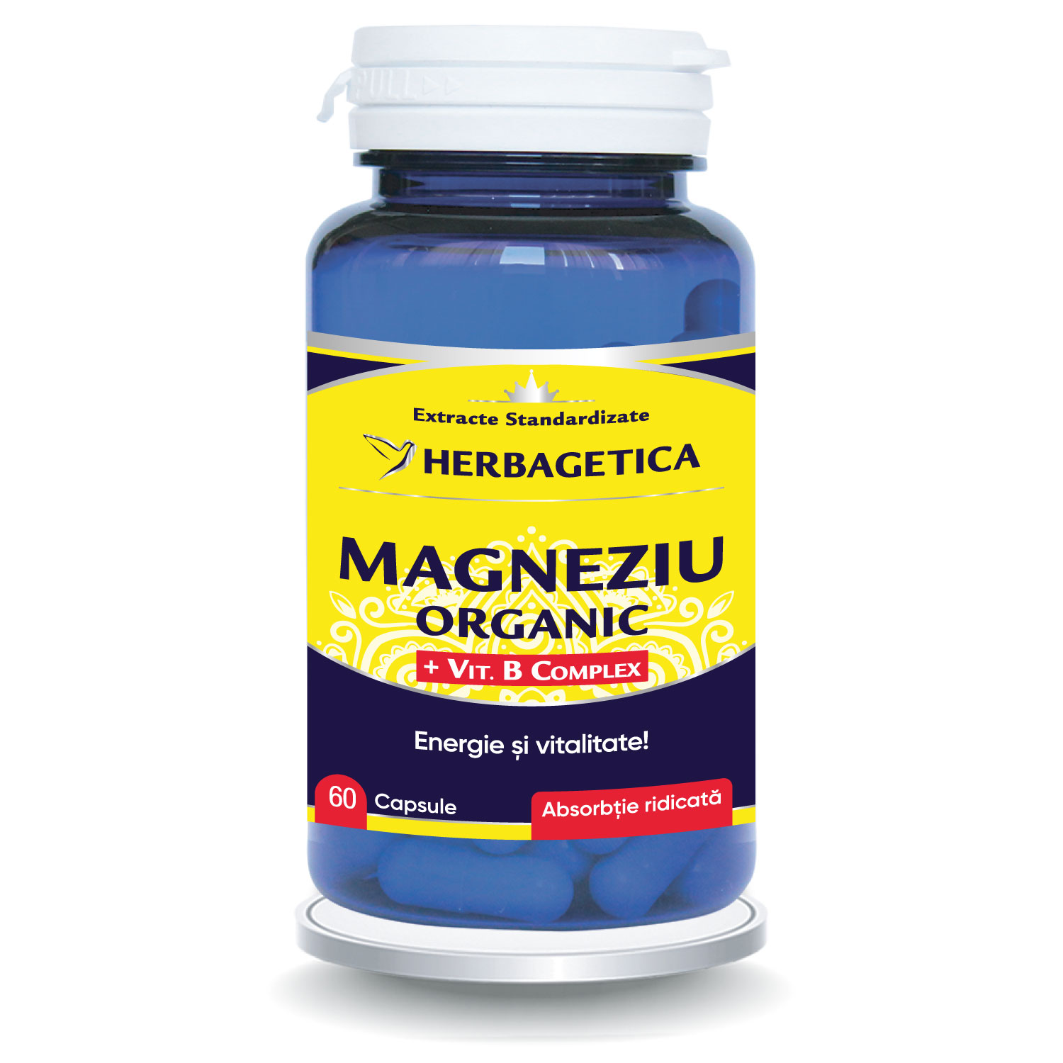 Magneziu Organic cu Vitamina B Complex, 60 capsule, Herbagetica
