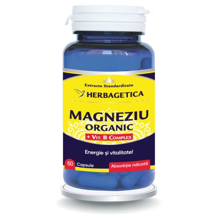 Magneziu Organic cu Vitamina B Complex, 60 capsule, Herbagetica