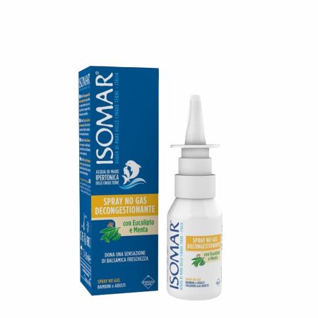 Spray nazal decongestionant cu apa de mare hipertonica, 30 ml, Eucalipt si Menta, Isomar