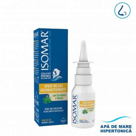 Spray nazal decongestionant hipertonic, 30 ml, Eucalipt si Menta, Isomar