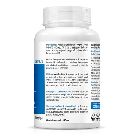 Pachet MSM, 500 mg, 2x60 capsule, Zenyth 718955