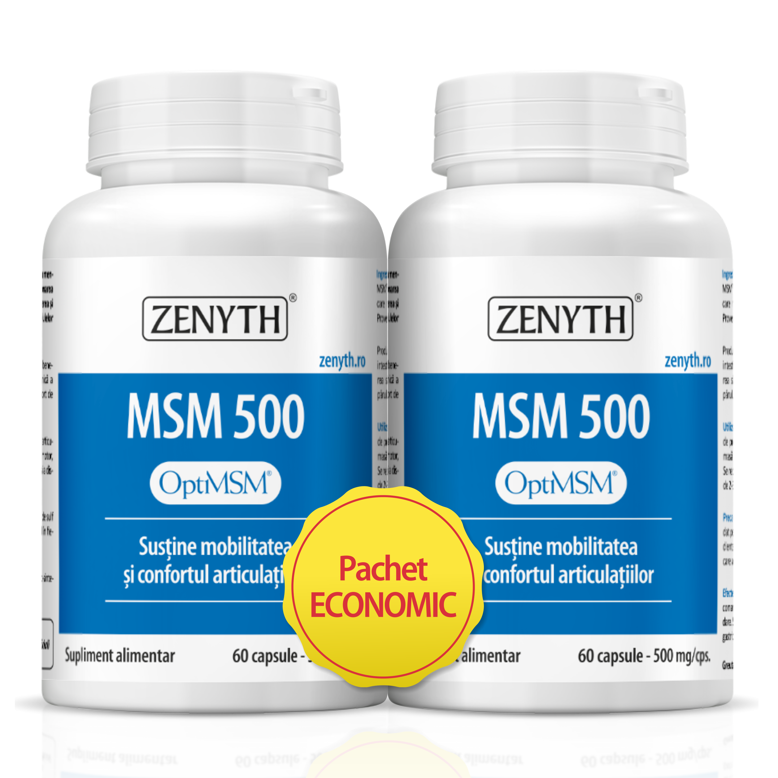 Pachet MSM, 500 mg, 2x60 capsule, Zenyth
