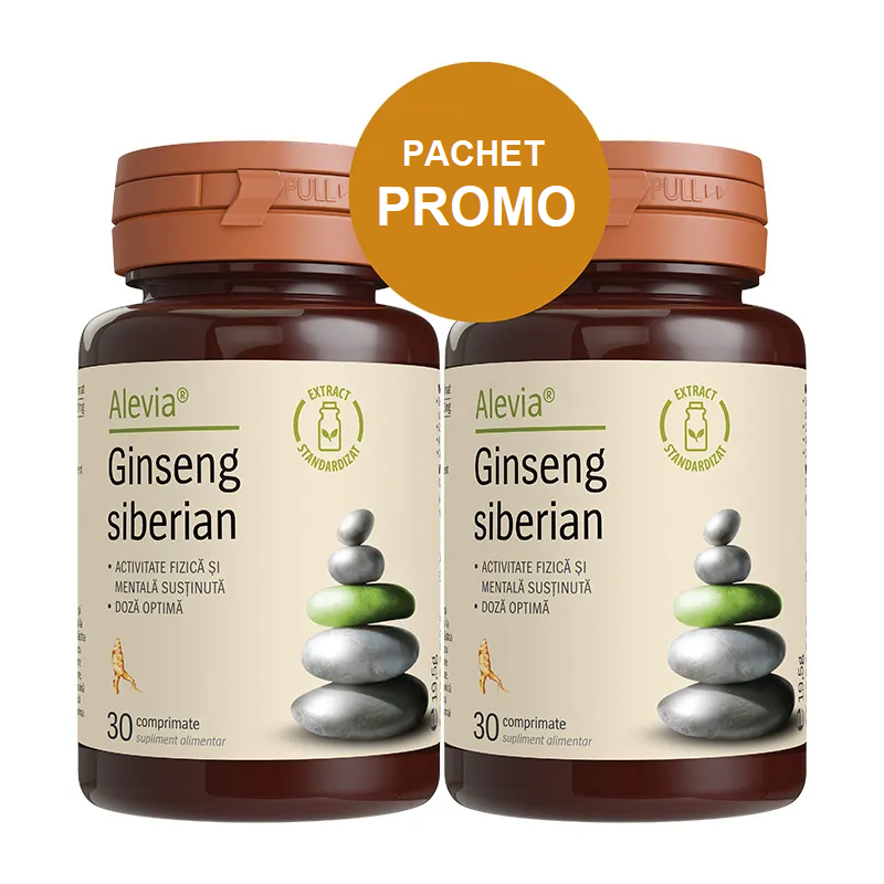 Pachet Ginseng Siberian, 2x30 comprimate, Alevia