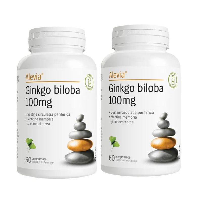 Pachet Ginkgo Biloba 100 mg, 60 + 60 comprimate, Alevia