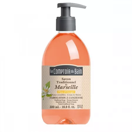 Sapun traditional de Marseille cu parfum de floare de portocala, 500 ml, Le Comptoir du Bain