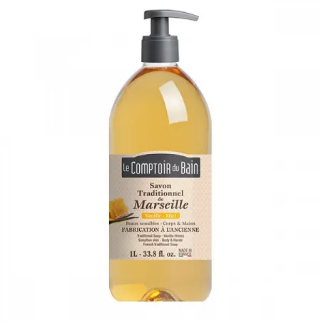 Sapun traditional de Marsilia, 1000 ml, Vanilie/Miere, Le Comptoir du Bain