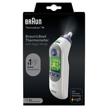 Termometru auricular cu Age Precision + mod noapte ThermoScan 7+, IRT6525, Braun 684017