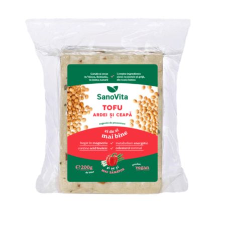 Tofu cu ardei si ceapa sterilizat, 200 g, Sanovita