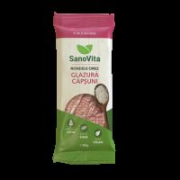 Rondele din orez cu glazura de capsuni, 66 g, Sanovita