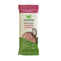 Rondele din orez cu glazura de capsuni, 66 g, Sanovita