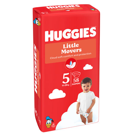 Scutece Little Movers, Nr.5, 12-22 kg, 58 buc, Huggies