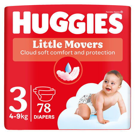 Scutece Little Movers, Nr.3, 4-9 kg, 78 bucati, Huggies 801263
