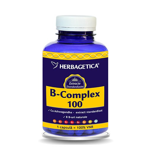 B-Complex 100, 120 cpasule, Herbagetica