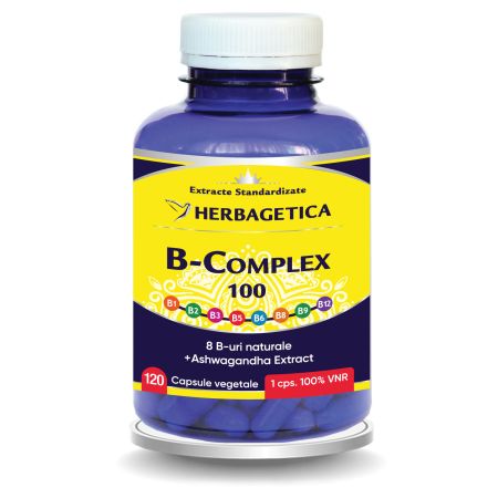 B-Complex 100, 120 cpasule vegetale, Herbagetica