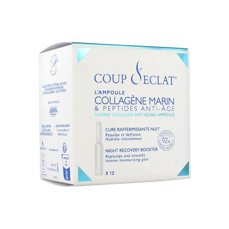 Fiole Colagen marin cu peptide anti-age Coup d Eclat, 12 fiole, Asepta