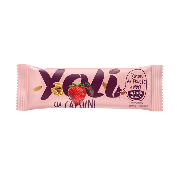 Baton de fructe cu capsuni fara zahar adaugat, 30 g, Yoli