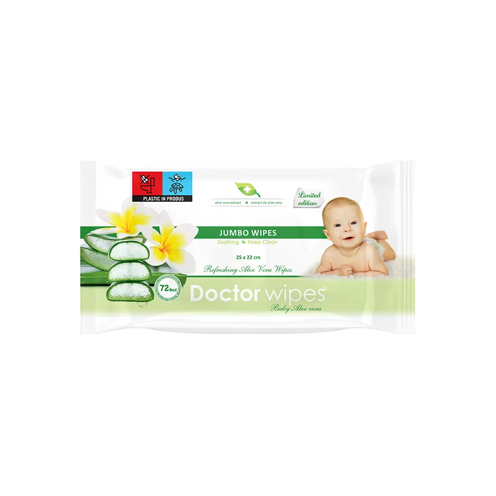 Servetele umede cu aloe vera Jumbo Pack, 72 bucati, Doctor Wipes