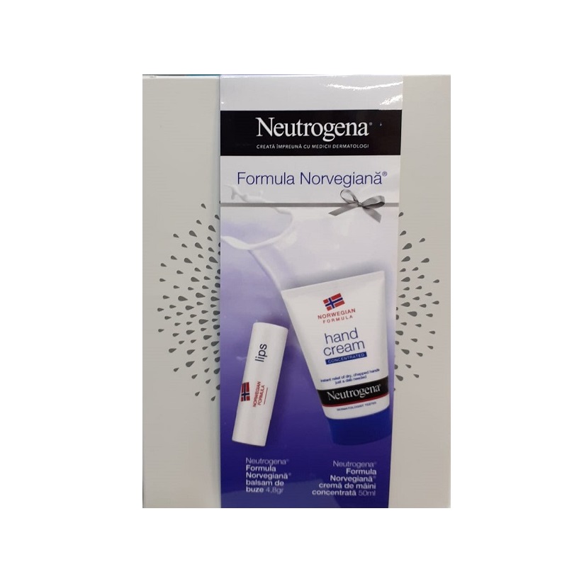 Oferta Pachet, Neutrogena Formula Norvegiana, Balsam de buze 4.8 gr si Crema de maini concentrata 50 ml, Johnson&Johnson