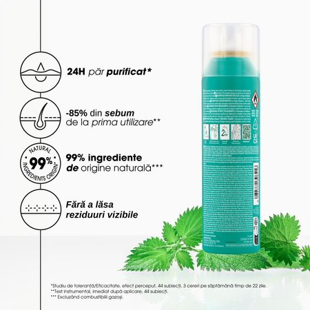 Sampon uscat nuantator pentru par gras cu Urzica si Vit E BIO, 150 ml, Klorane 723991