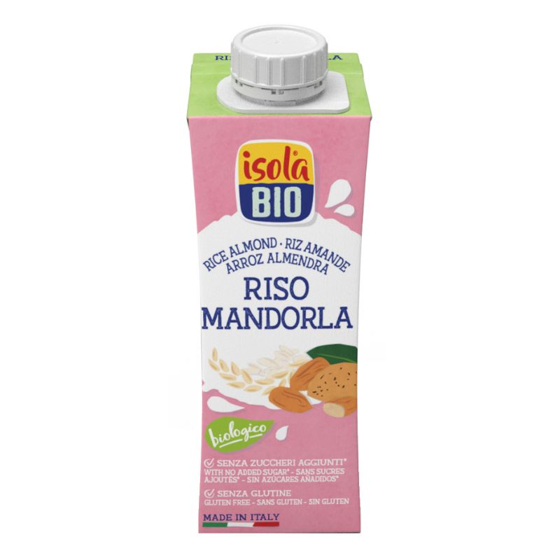 Bautura vegetala Bio din orez cu migdale, 250 ml, Isola Bio