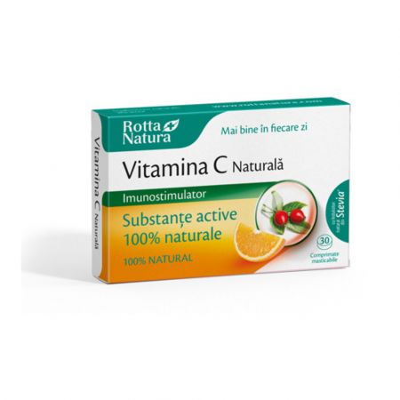 Vitamina C naturala cu extract de Macese, 30 comprimate, Rotta Natura