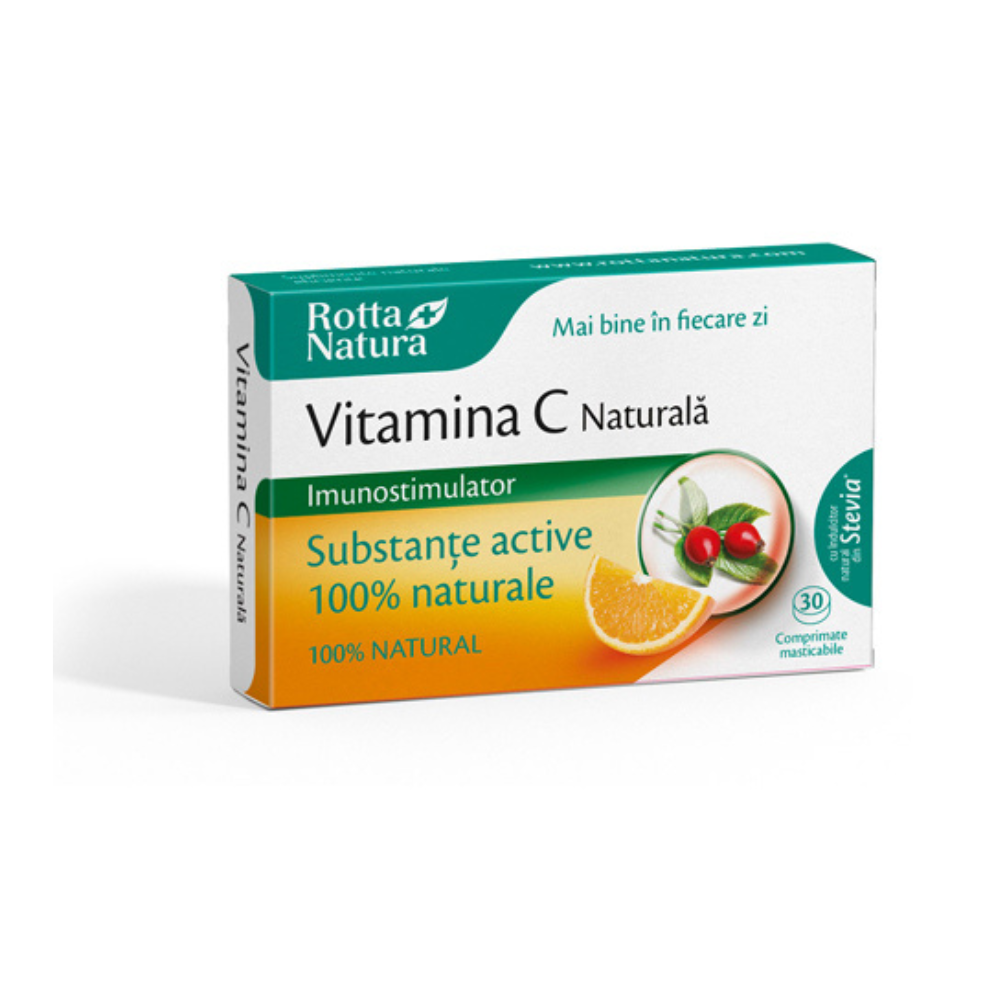 Vitamina C naturala cu extract de Macese, 30 comprimate masticabile, Rotta Natura