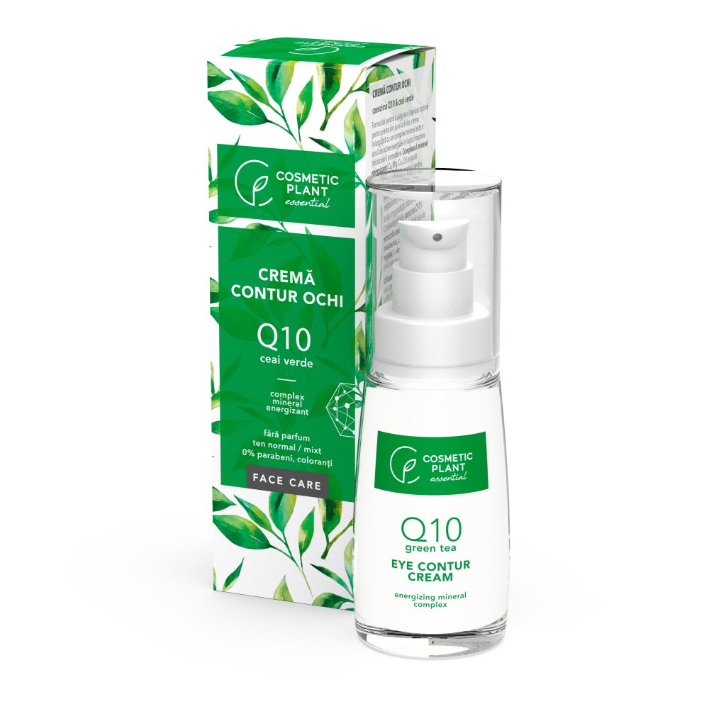 Crema contur ochi fara parfum Q10 si ceai verde Face Care, 30 ml, Cosmetic Plant