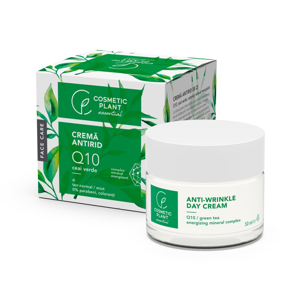 Crema antirid de zi cu Ceai Verde si Q10 Face Care, 50 ml, Cosmetic Plant