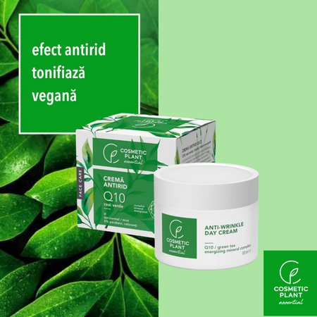 Crema antirid de zi cu Ceai Verde si Q10 Face Care, 50 ml, Cosmetic Plant 675950