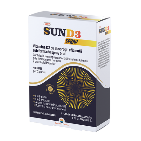 Spray cu vitamina D3, 4000UI, 50 ml, Sun Wave Pharma 824429