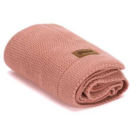 Patura tricotata pentru bebelusi din bumbac organic, 100x80 cm, Roz, Fillikid 780736