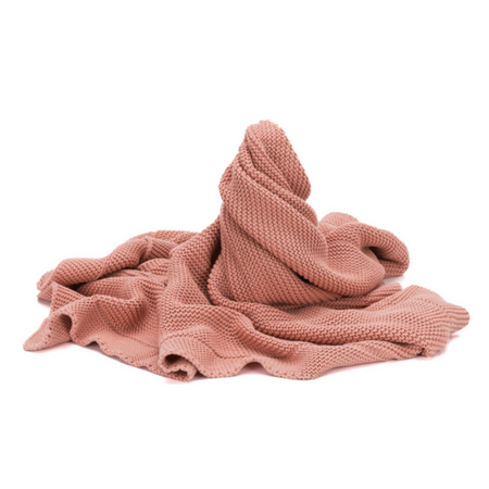 Patura tricotata pentru bebelusi din bumbac organic, 100x80 cm, Roz, Fillikid 780737