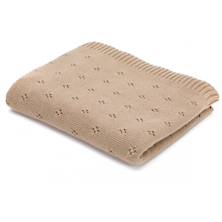Paturica tricotata din bumbac, 100x80 cm, Taupe Flower, Fillikid 524825
