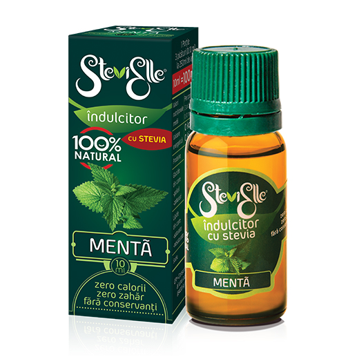 Indulcitor cu stevia si aroma de menta SteviElle, 10 ml, Hermes Natural