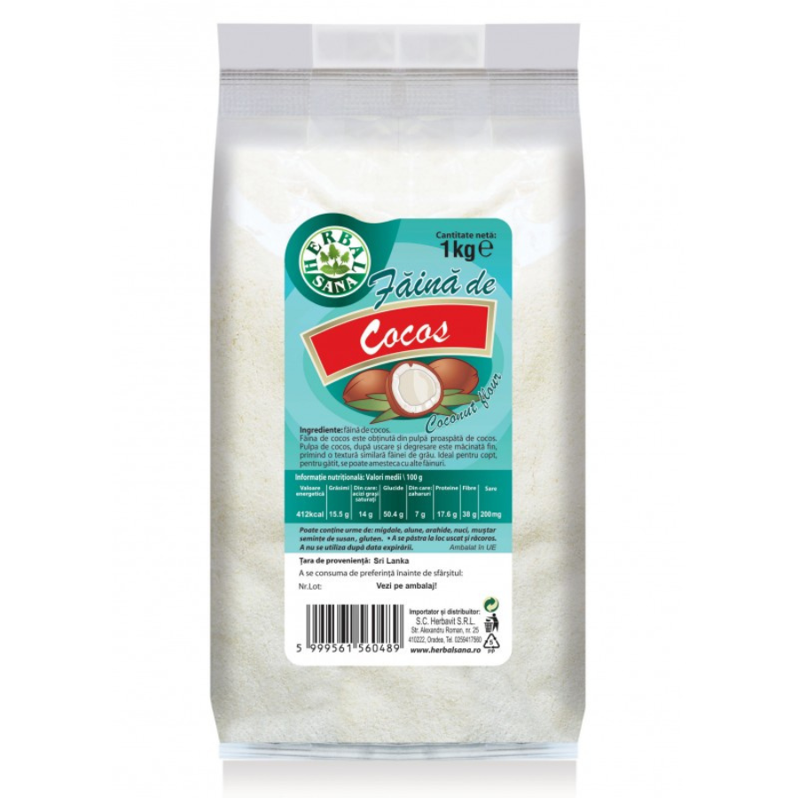 Faina de cocos, 1 kg, Herbal Sana