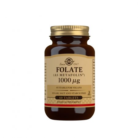 Acid folic Folate 1000 μg, 60 tablete, Solgar