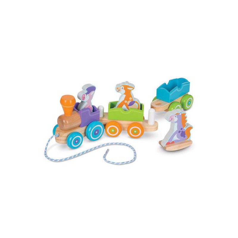 Trenulet din lemn cu animale, 1 an+, Melissa and Doug