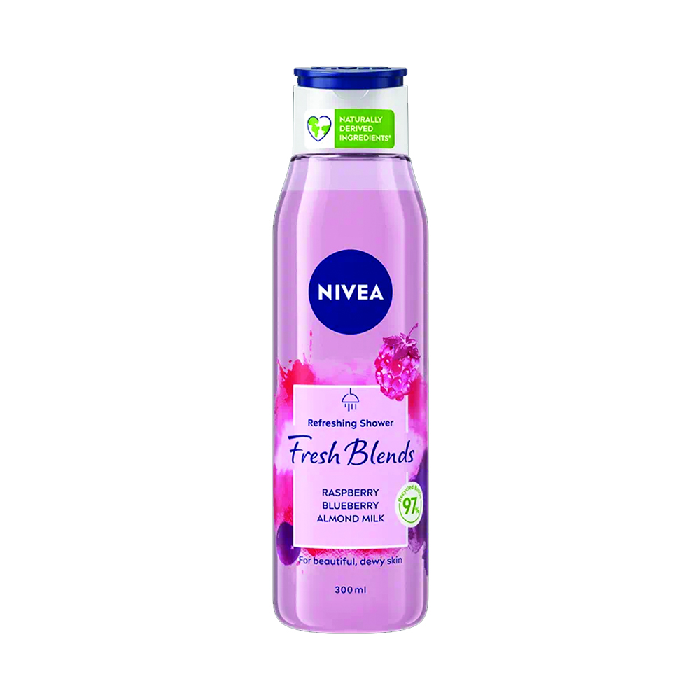 Gelul de dus Fresh Blends cu Zmeura, Afine, Lapte de migdale, 300 ml, Nivea