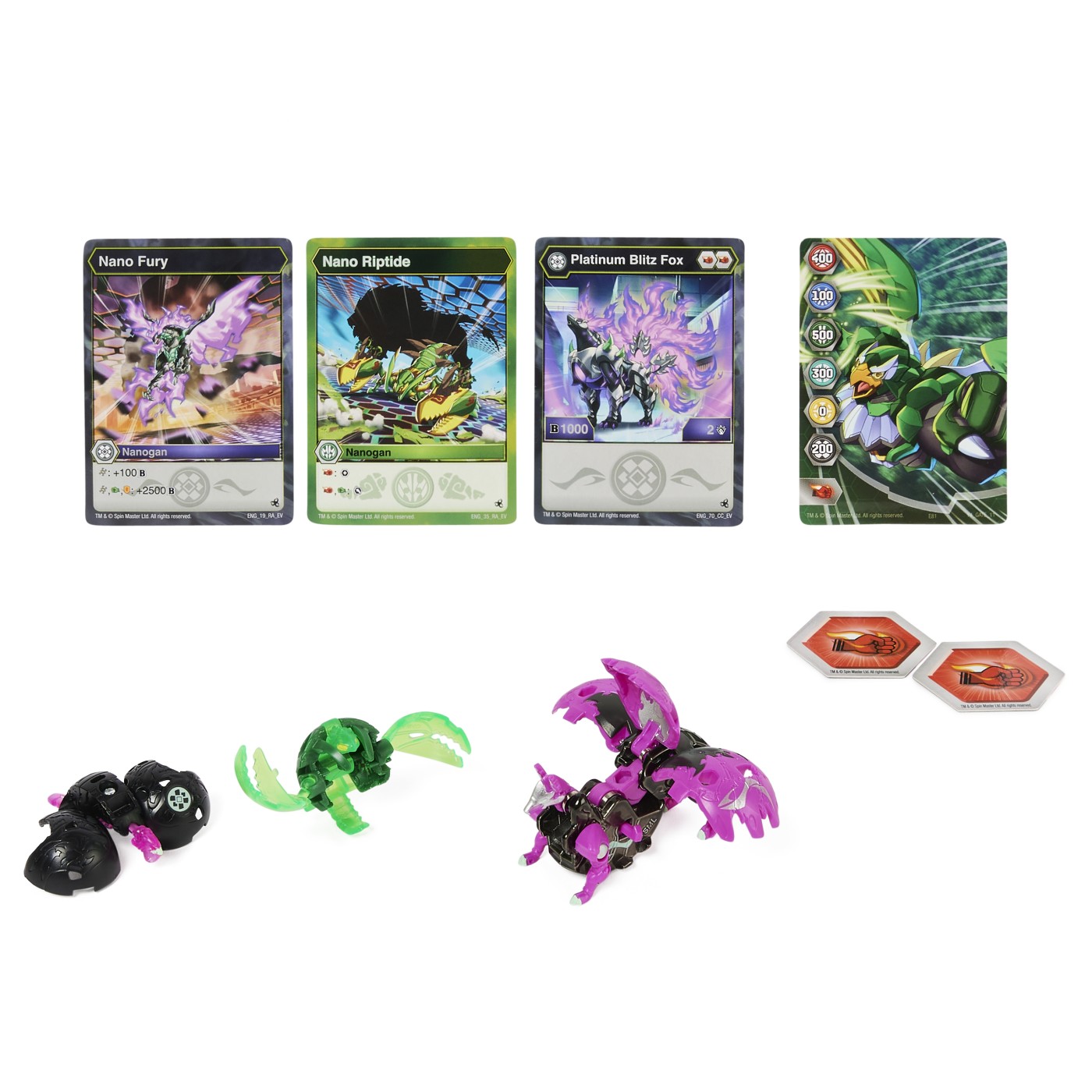 Platinum Power Up sezonul 4 Blitz Fox, Nano Riptide si Nano Fury, Bakugan