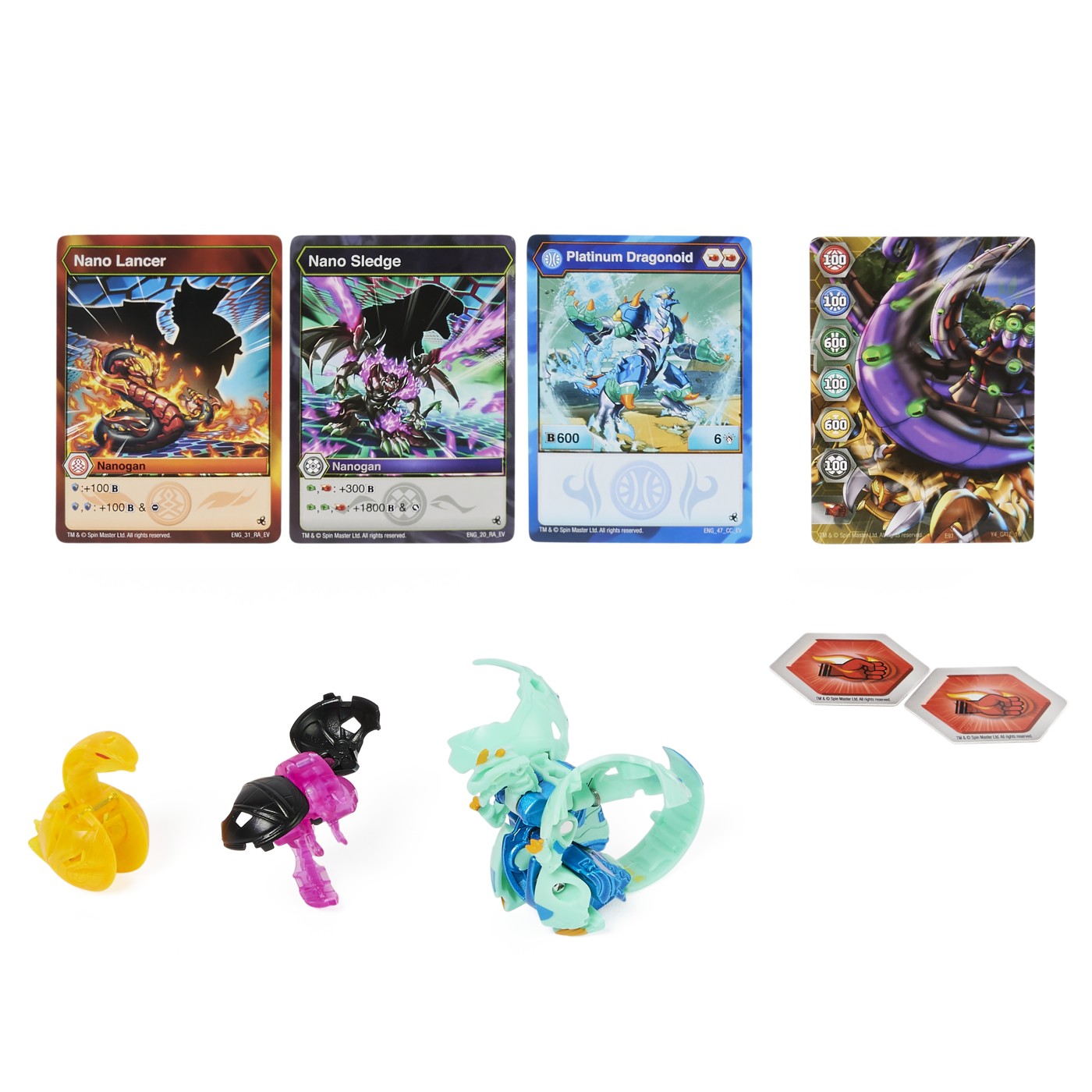 Platinum Power Up sezonul 4 Dragonoid, Nano Sledge si Nano Lancer, Bakugan