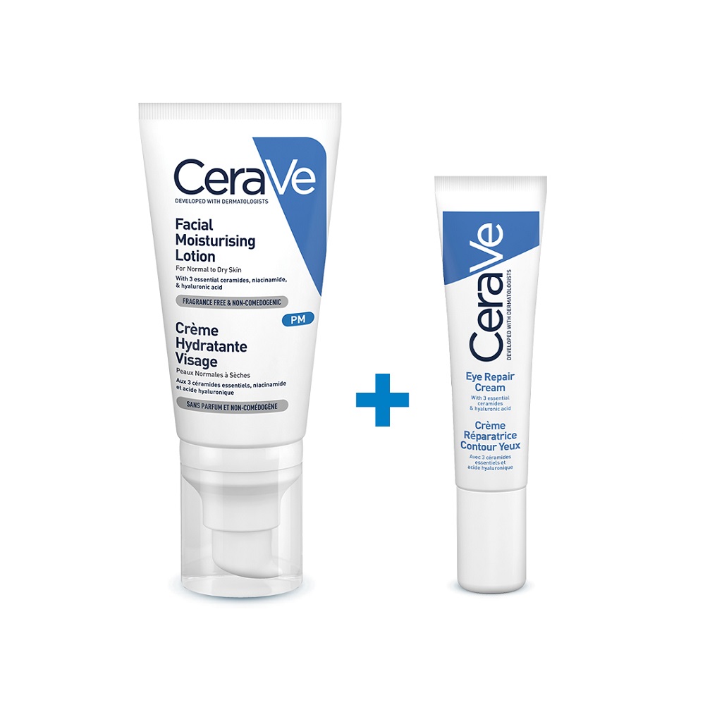 Crema hidratanta pentru fata 52 ml si Crema reparatoare cu ceramide si acid hialuronic pentru ochi 14 ml, Cerave