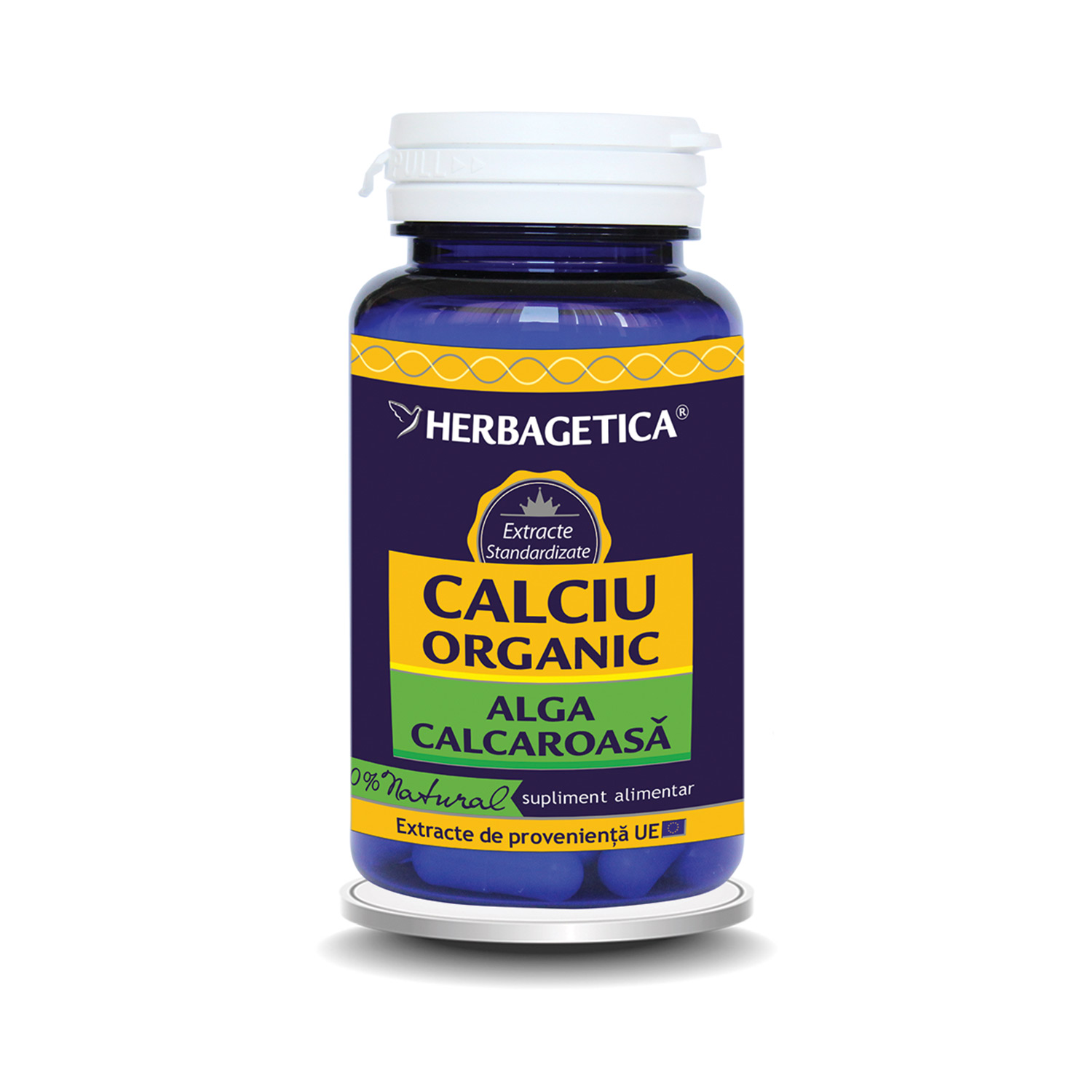 Calciu Organic cu Alga calcaroasa, 60 capsule, Herbagetica