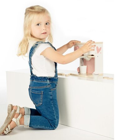 Jucarie din lemn pentru copii, Espressor, Roz, Label Label 526651