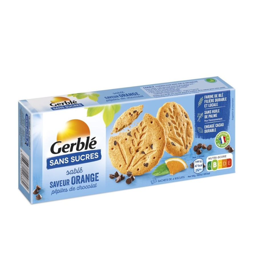 Biscuiti cu aroma de portocala si pepite de ciocolata, 132 g, Gerble