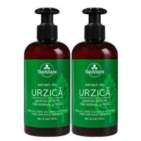 Pachet Sampon pentru par normal si gras cu Extract de Urzica, 2x250 ml, Trio Verde