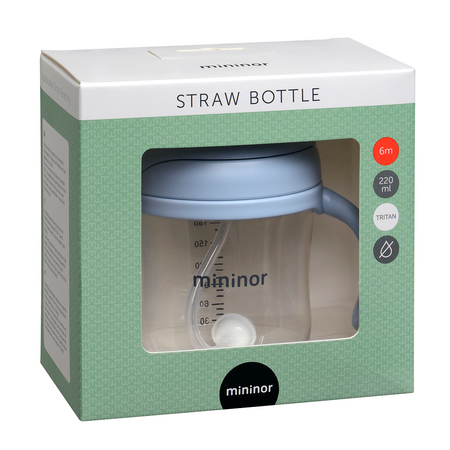 Cana cu pai, 6 luni+,  220 ml, Blue, Mininor 528082