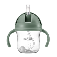 Cana cu pai, 6 luni+,  220 ml, Green, Mininor