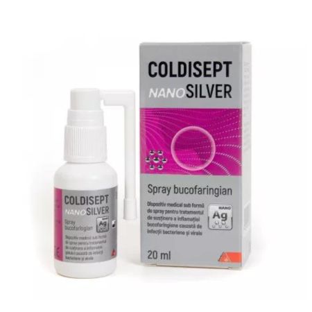 Spray pentru gat Coldisept NanoSilver, 20 ml, Arkona