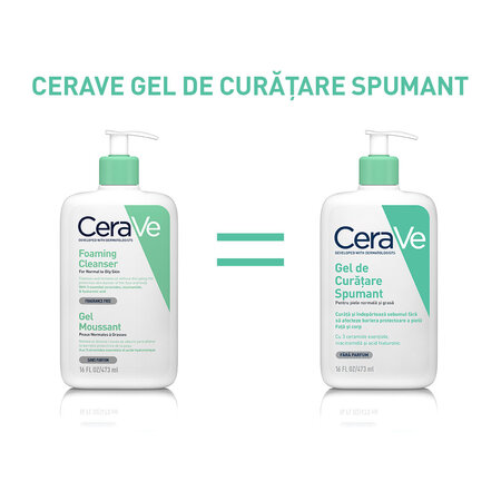Gel de curatare spumant pentru piele normal-grasa, 473 ml, CeraVe 501039